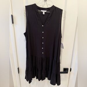 Nine West Black Button-Front Drop Waist Dress